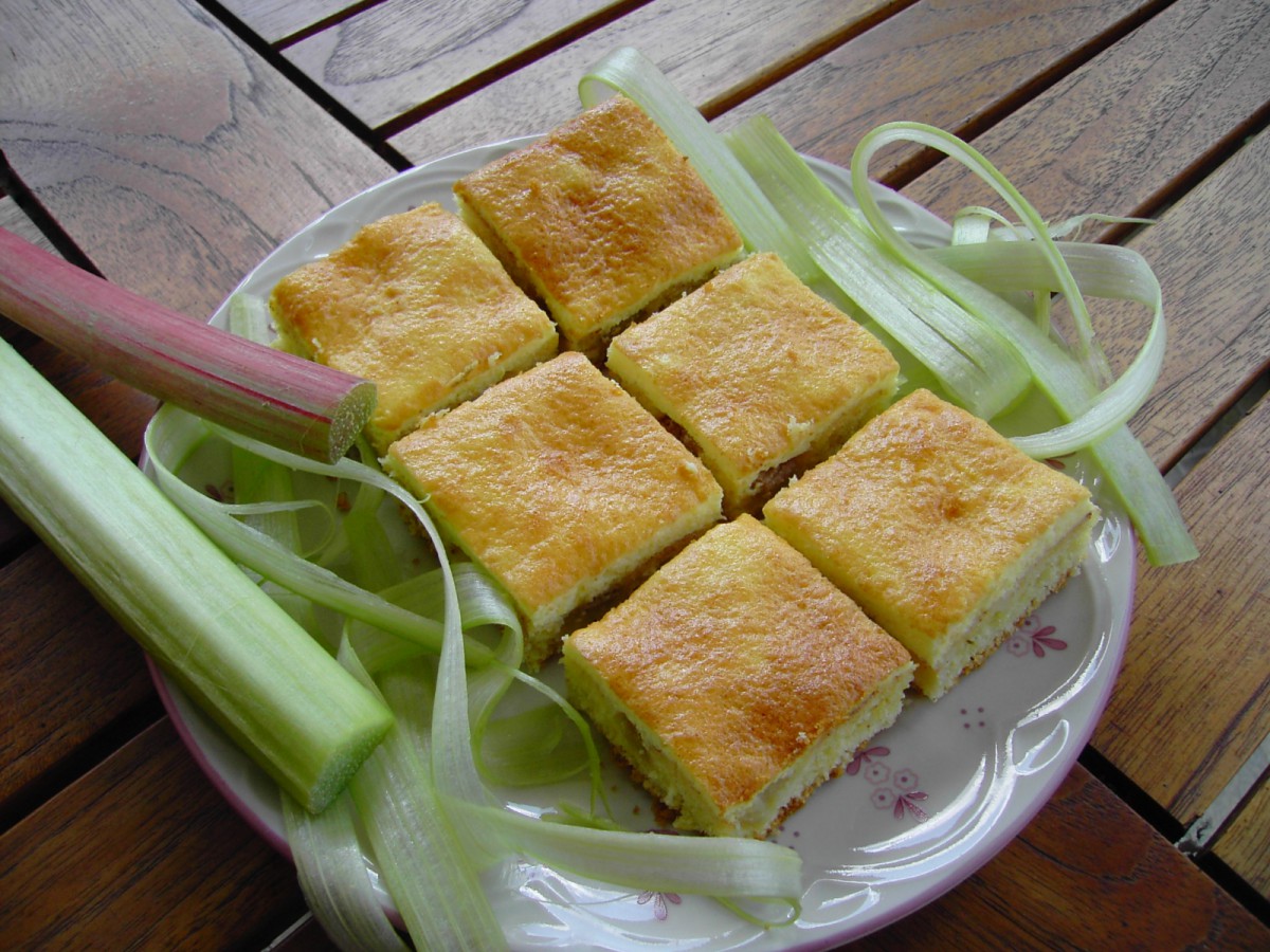 Rhabarberkuchen mit Eier-Sauerrahm Überguss - Regionale Rezepte