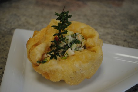 Strudeltulpfen mit Räucherforellen-Apfel-Salat -  (Foto: LK OÖ/Evelyn Puchner - Nicht zur freien Verwendung)